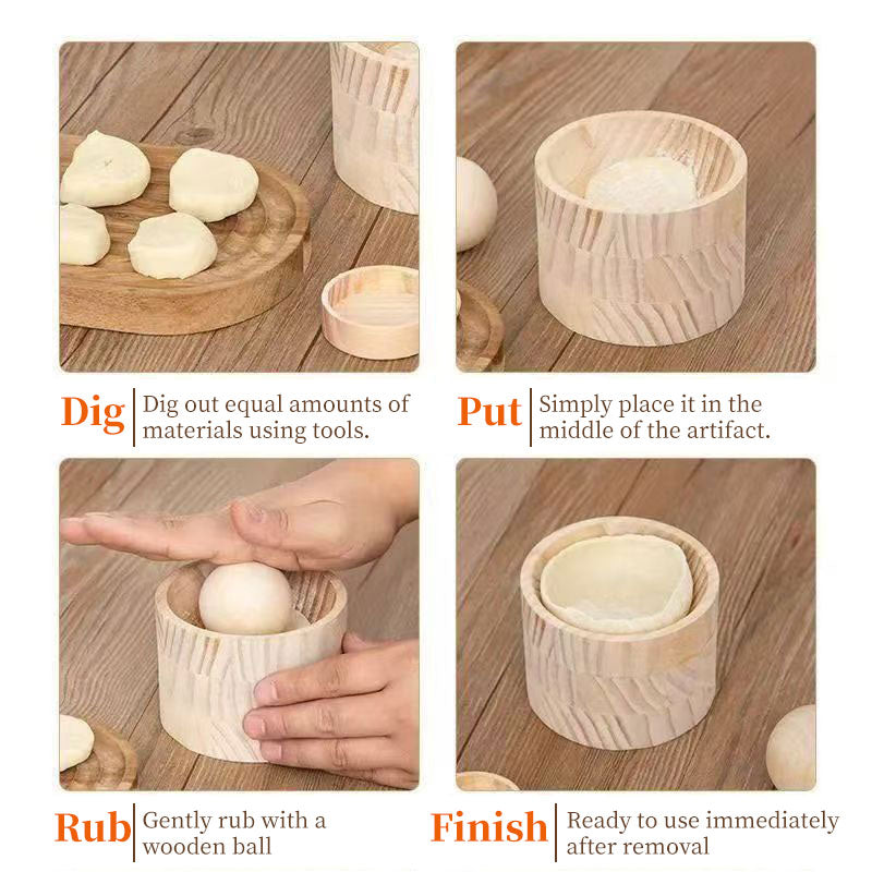 Hand-Held Wood Dumpling Maker Press - Quick Dough Wrapper Tool for Dumplings, Empanadas, Pierogi, and Hand Pies