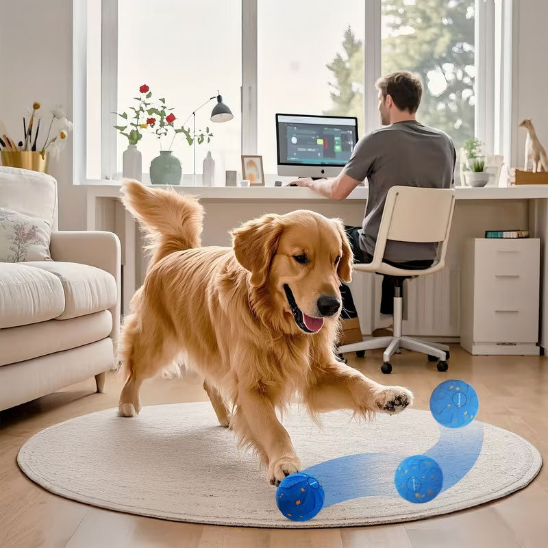 Interactive Dog Toy Ball: E-TPU Material, Random Bounce & Spin Smart Motion Ball, Self-Play Chew-Proof Pet Toy