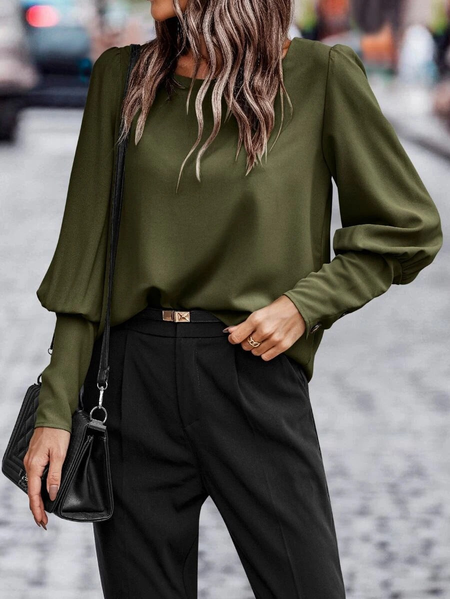 European and American women's clothing autumn and winter new style shirt, feminine temperament, commuting long sleeved top, female