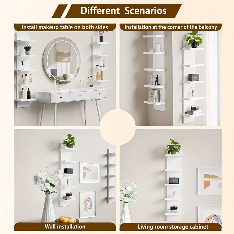 5-Tier Wall Floating Shelf 31.5", Wood-Style Display Rack for Books & Plants