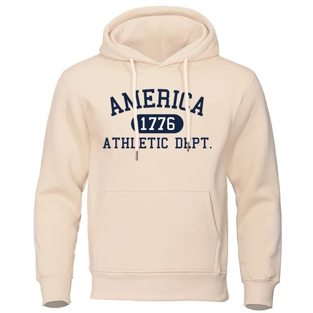 Men's Fleece Letter Print Hoodie Sweatshirt Fall Winter Casual Pullover
