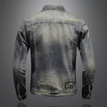 Fall and Winter Men's Fashionable Casual Denim Work Jacket, Loose Fit Outerwear for Spring and Autumn