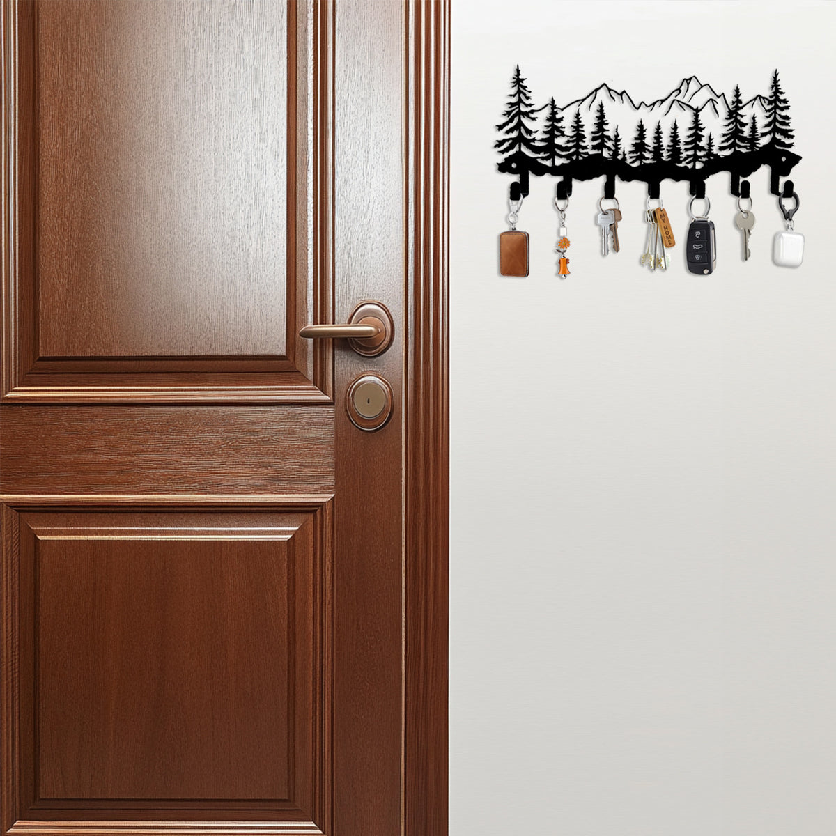 Iron Art Mountain and Tree Hook Home Key Storage Towel Rack Door Back Creative Storage Hook Strip