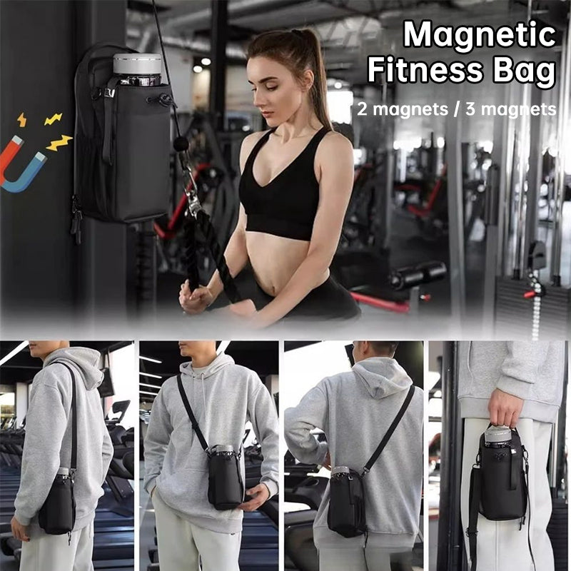 Magnetic Gym Bag with Phone Pocket – Large Capacity Water Bottle Pouch, Portable Workout Accessories Organizer