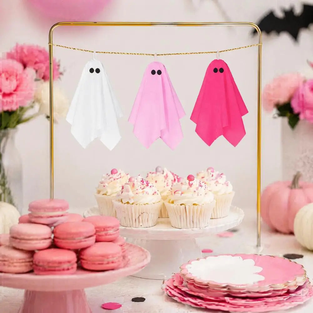 Pink Halloween Ghost Decorations Girly Halloween Room Decor Halloween Ghost Hanging Decor Set Pastel Pink White Soft Fabric