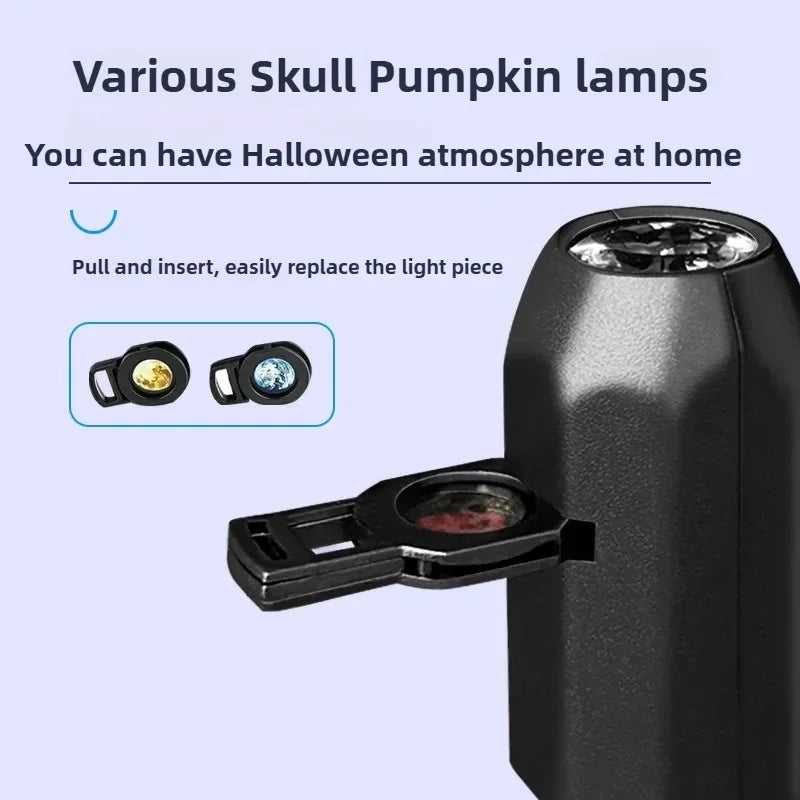 Halloween Projector Decor, Ghost Bat Spider Skeleton Pattern Projection Ornament Glowing Effect, Halloween Atmosphere Decoration