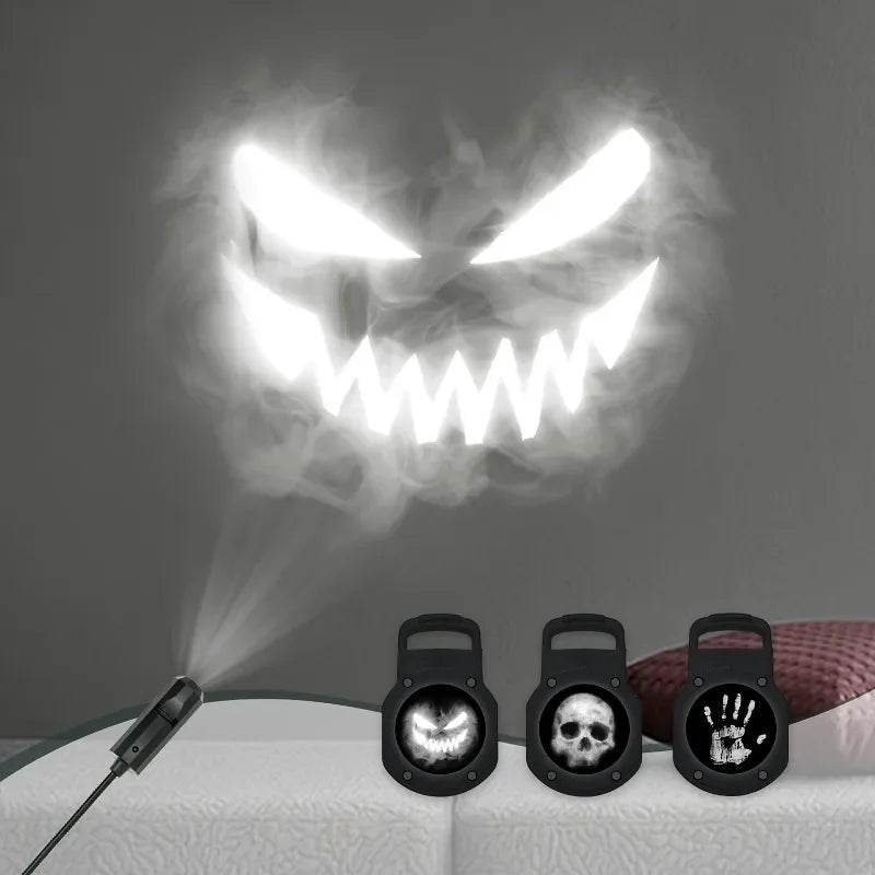 Halloween Projector Decor, Ghost Bat Spider Skeleton Pattern Projection Ornament Glowing Effect, Halloween Atmosphere Decoration
