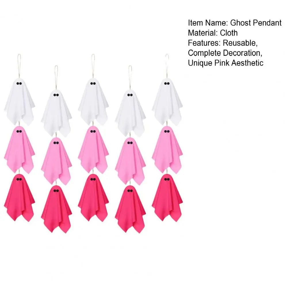Pink Halloween Ghost Decorations Girly Halloween Room Decor Halloween Ghost Hanging Decor Set Pastel Pink White Soft Fabric