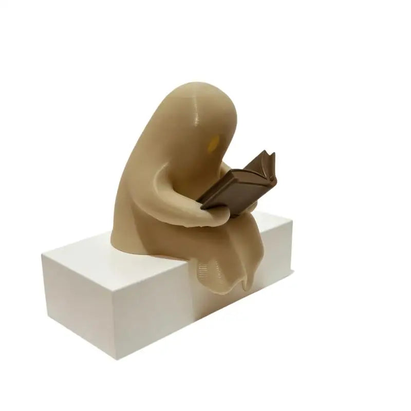 Halloween Party Favor Decoration Cute Ghost Reading Book Lamp Warm Light Desktop Ornament for Kids Room Desk Decor