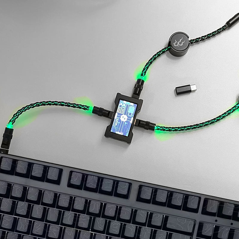 15cm/130cm C-C/USB-C Single Crystal Copper Keyboard Cable Supports 8K Magnetic Controllable Lights for HM Hub Computer Keyboard