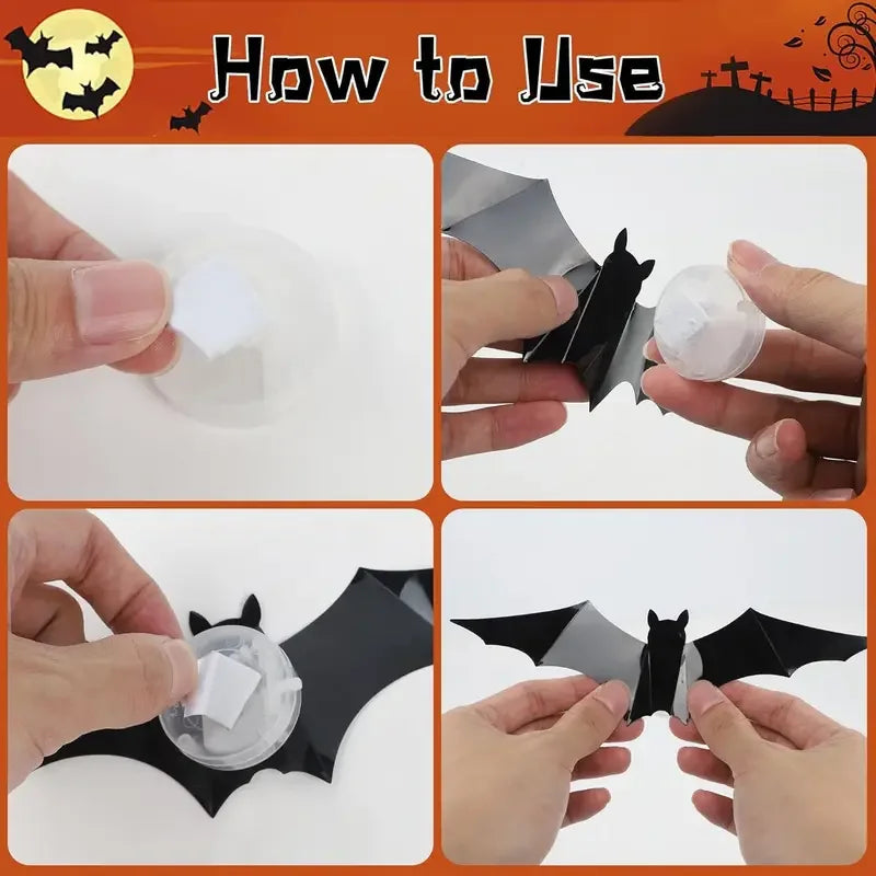 Halloween Decorations  3D LED Lighted Bats with Purple Green Lights, Waterproof Window Stickers for Indoor Outdoor Scary Decor