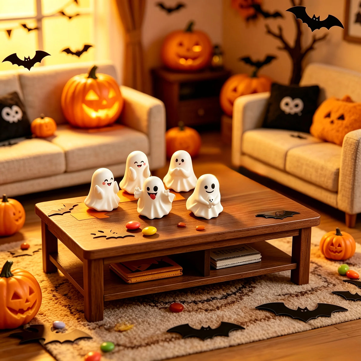Halloween Figurine Set • Cute Mini Home Decor • Holiday Home Decoration Enhancement • Autumn Seasonal Tabletop Ornaments