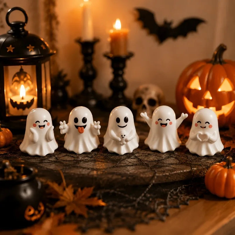 Halloween Figurine Set • Cute Mini Home Decor • Holiday Home Decoration Enhancement • Autumn Seasonal Tabletop Ornaments