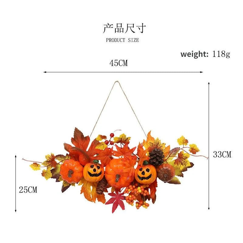 Halloween Decoration Maple Leaf Pumpkin Decorative Pendant Harvest Festival Wall Hanging Props Autumn Fall Decor