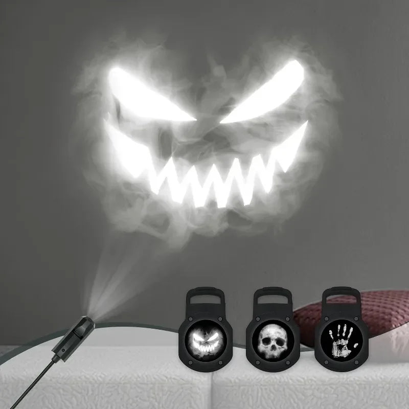 Halloween Projector Decor, Ghost Bat Spider Skeleton Pattern Projection Ornament Glowing Effect, Halloween Atmosphere Decoration