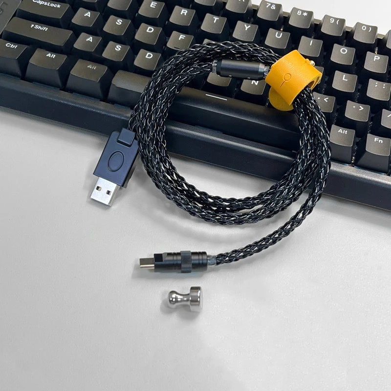 15cm/130cm C-C/USB-C Single Crystal Copper Keyboard Cable Supports 8K Magnetic Controllable Lights for HM Hub Computer Keyboard