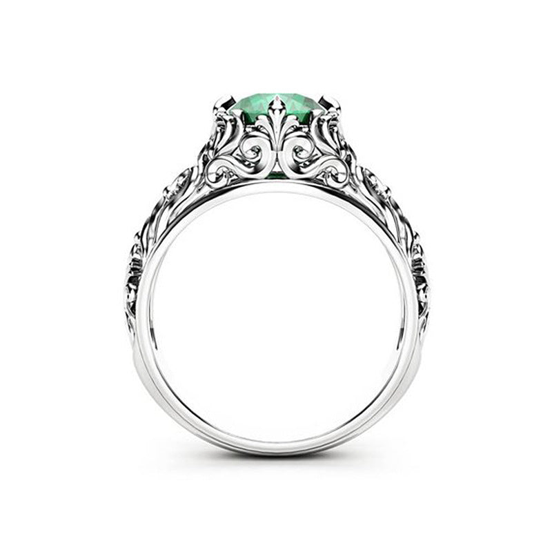 Emerald Zircon Ladies' Ring in Elegant Design