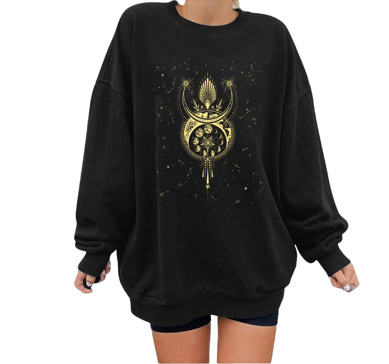 Printed Five Pointed Star Array Women's Sweater
