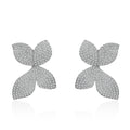 Clover Flower Stud Earrings with Rhinestones