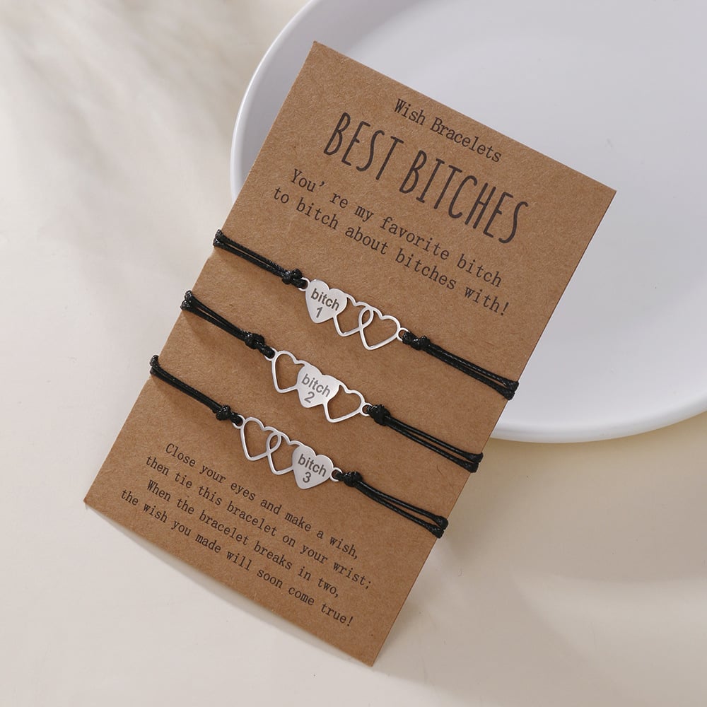 Creative Stainless Steel Love Woven Bracelet for Best Bitch