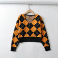 New Long Sleeve V-Neck Cropped Knit Cardigan