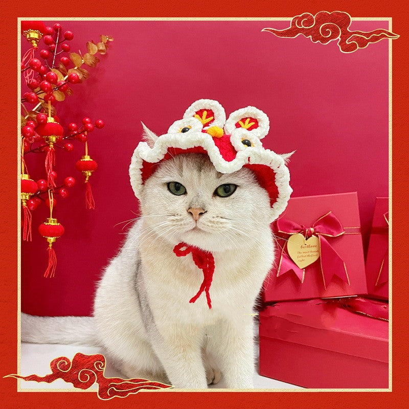New Year Festive Tiger Head Hats for Cats and Dogs