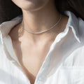 S925 Silver Choker Necklace with Diamond Accents D3397