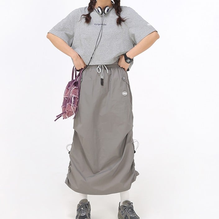 Pleated Women's Splash-proof Split Skirt in Pile Style