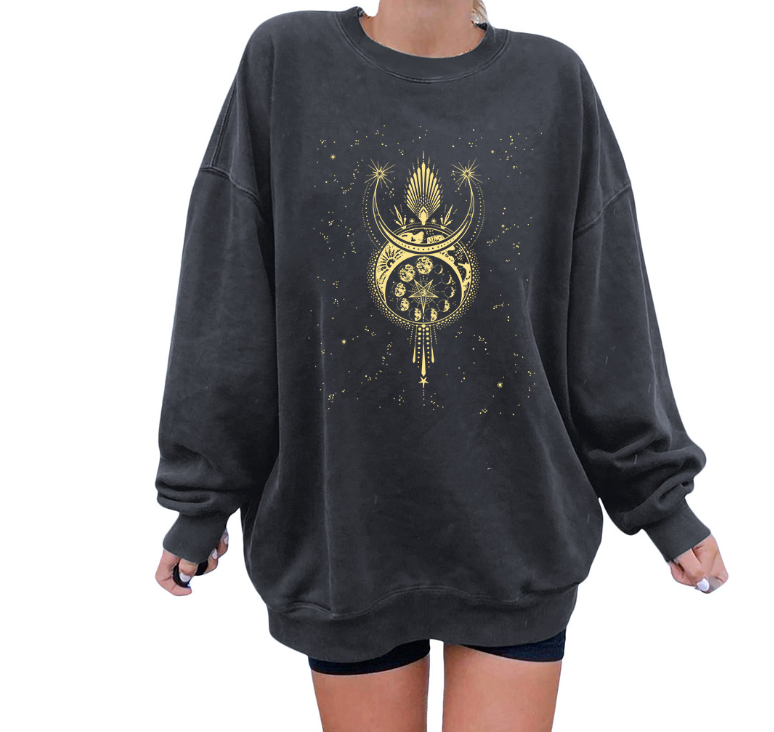 Printed Five Pointed Star Array Women's Sweater