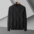 Men's Plus Size Jacquard Knitted Half Turtleneck Sweater