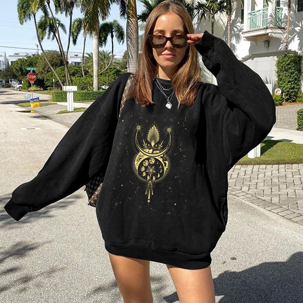 Printed Five Pointed Star Array Women's Sweater