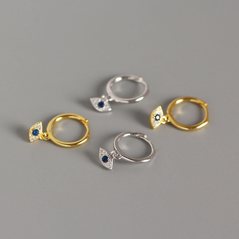 Vintage Blue Eye Demon Stud Earrings in Sterling Silver