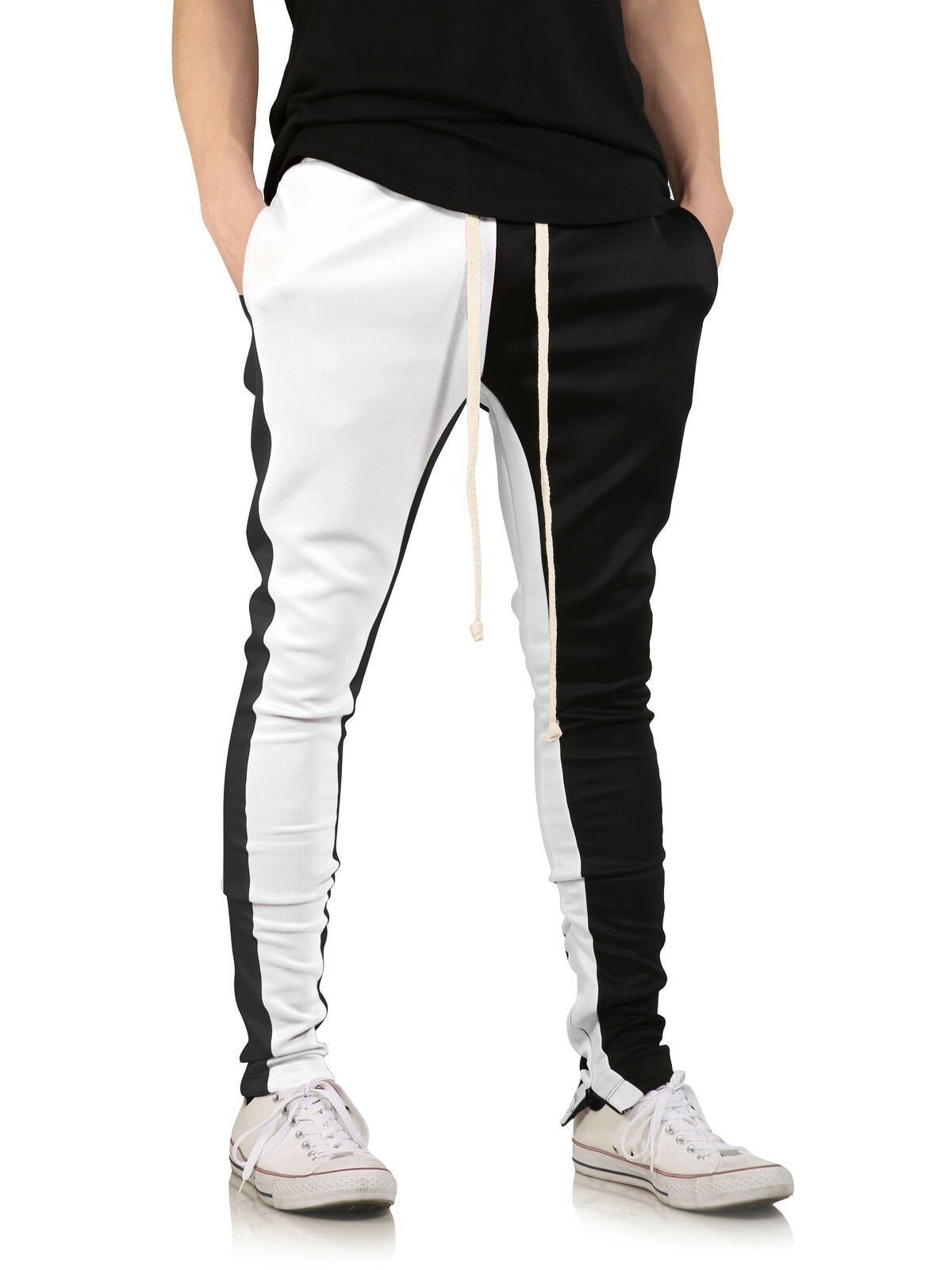 Men's Casual Sports Pants with Stitching Design