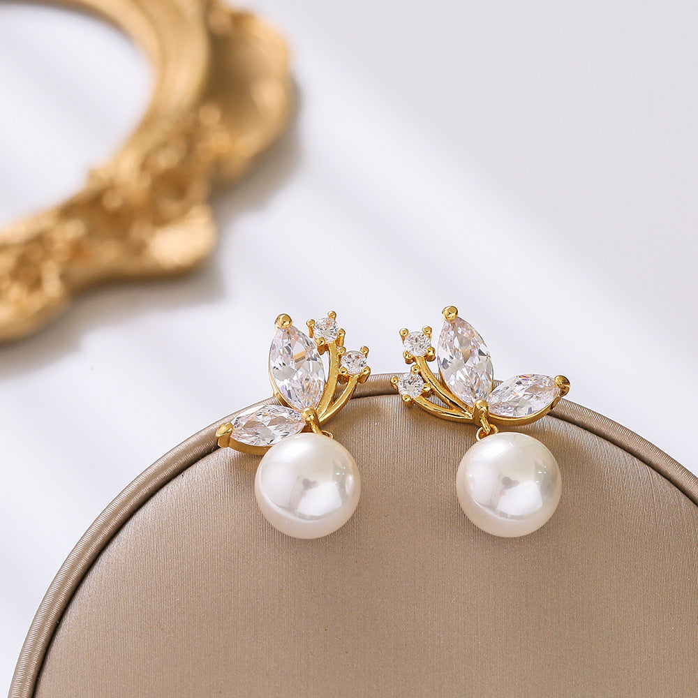 Korean Style S925 Silver Pearl Earrings for Women