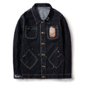 Plus Size Fashionable Men's Denim Jacket with Print
