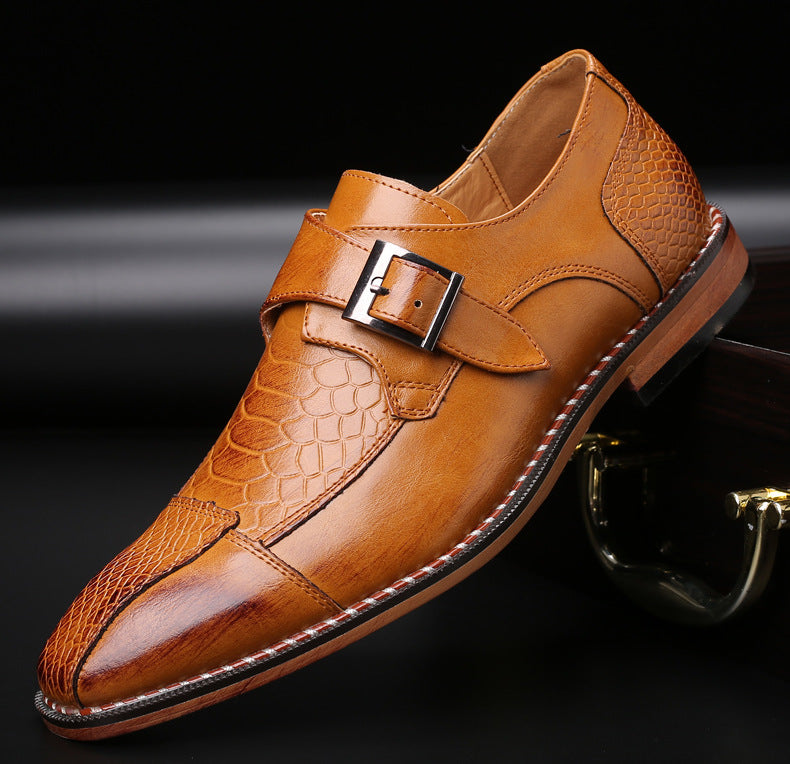 Men's Spring Low-Heel Business Shoes with Belt Buckle