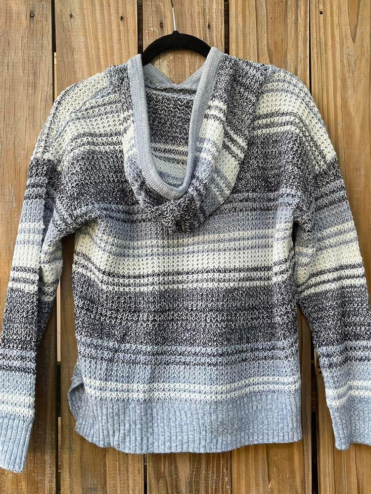 Women's Hooded Stripe Casual Knitwear - European & American