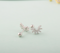 S925 Silver Simple Threaded Ear Studs with Rhinestones
